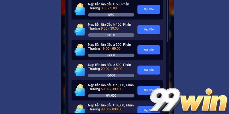 tiến hành nạp tiền, nhận khuyến mãi và tham gia cá cược